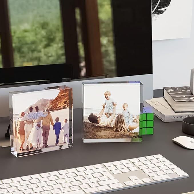 HELPLEX Acrylic Frame, 5 Pack 4x4 Inch Picture Frames, 20mm Thicker Frameless - Image 3