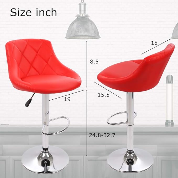 Bar Stools Barstools Swivel Stool Set of 2 Height Adjustable Bar Chairs - Image 3