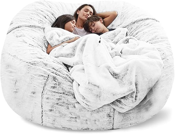 Giant Fur Bean Bag Chair Cover for Kids Adults, Living Room Furniture Big Round by LLPCKPB