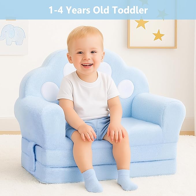MONKISS Cat Paw Kids Couch, Toddler Chairs Comfy, Toddler Couch Bed Fold Out - Image 2