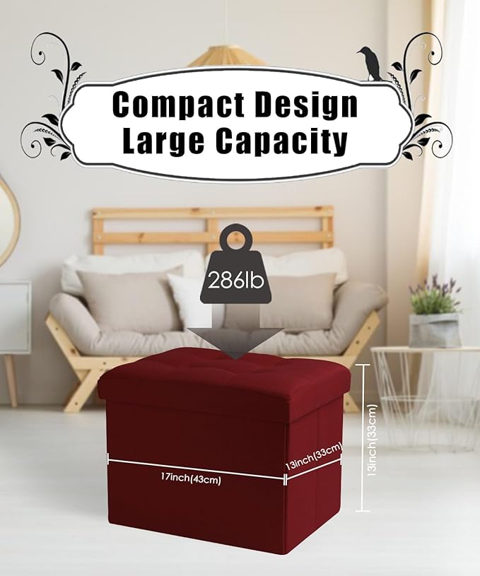 Ottoman Storage Ottoman Foot Rest Stool Foldable Bench - Image 3