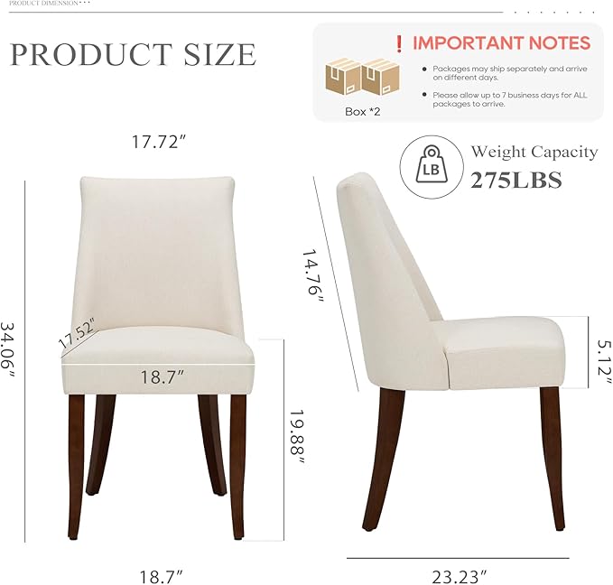 COLAMY Upholstered Dining Chairs Set of 4, Mid Century Modern Kitchen Chairs - Image 2