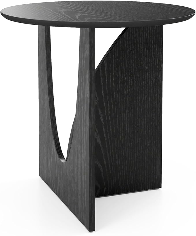 Round Black Side Table, Unique End Table and Small Coffee Table by Permory