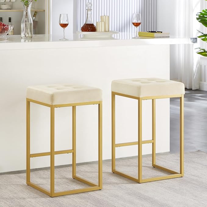 24KF Contemporary Counter Height Bar Stool Set of 2 by WEMARTHOMEDECOR