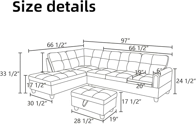 L Shaped Sectional Couches for Living Room, Modular Sectional Sofa - Image 2