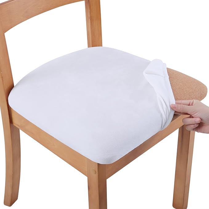 Smiry Velvet Seat Covers for Dining Room Chair Set of 6, Stretch Fit Removable by Smiry