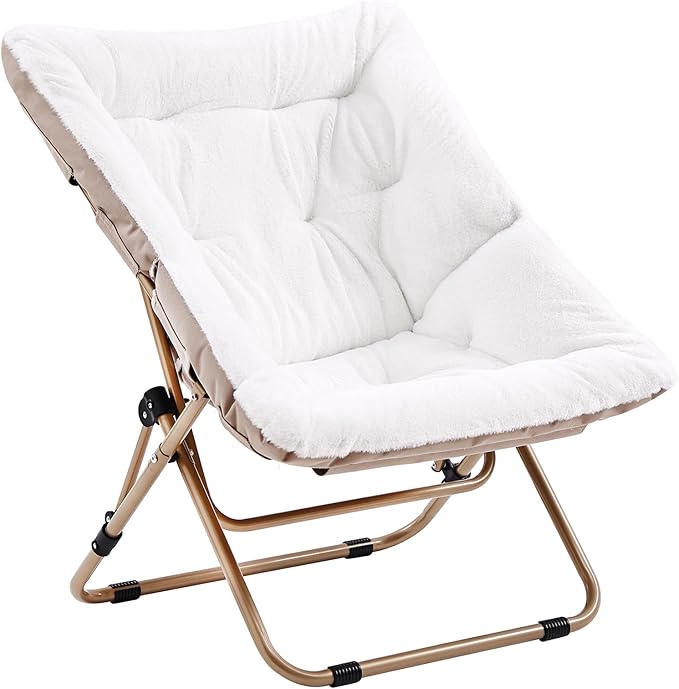 Comfy Folded Chair, Soft Faux Fur Oversized Folding Chair, Flexible Lounge Lazy by Givjoy