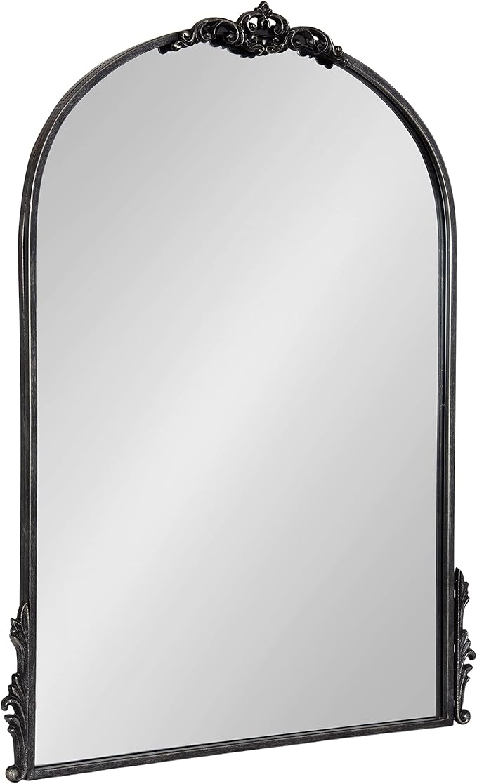 Kate and Laurel Myrcelle Traditional Arched Mirror; 25 x 33; Black; Decorative by KateandLaurel