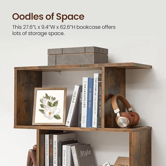 VASAGLE Bookcase, 5-Tier Bookshelf, Display Shelf and Room Divider, - Image 5