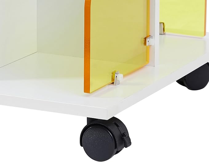 VECELO 4-Tier Rotating Bookshelf on Wheels, Revolving Bookcase Tower, Mobile - Image 9