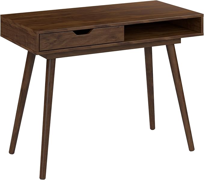 Bush Furniture Nora 40W Writing Desk in Dark Walnut | Computer Table by BushHome