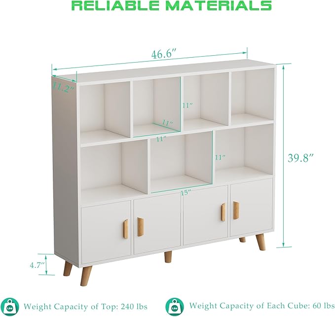 Cubby Shelf Bookcase with Doors - Image 2