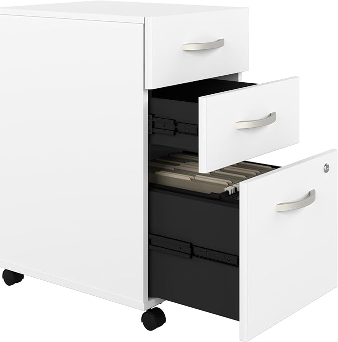 Bush Business Furniture Studio C 3 Drawer Mobile File Cabinet in White - Image 4
