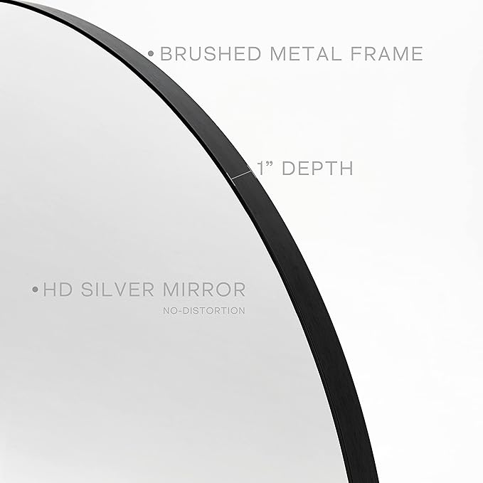 Black Round Mirror, 30 Inch Round Bathroom Mirror - Image 3