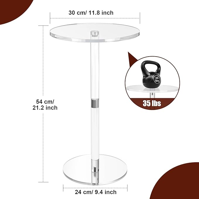 11.8" Round Clear Acrylic End Table - Image 3
