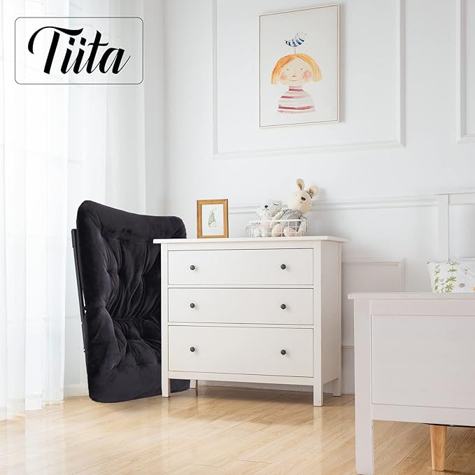 Tiita Comfy Folded Chair, Soft Faux Fur Oversized Folding Accent Chair - Image 2