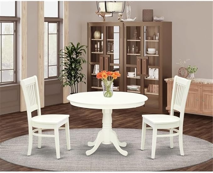 East West Furniture HLVA3-LWH-W 3 Piece Dining Room Furniture Set Contains a - Image 2