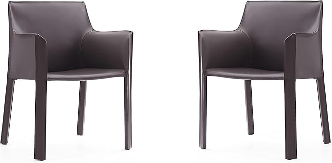 Manhattan Comfort Vogue Modern Faux Leather Dining Chairs, Metal Frame - Image 7