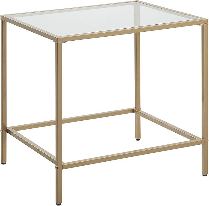 CAWS Gold End Table, Tempered Glass Rectangle Side Table - Image 3