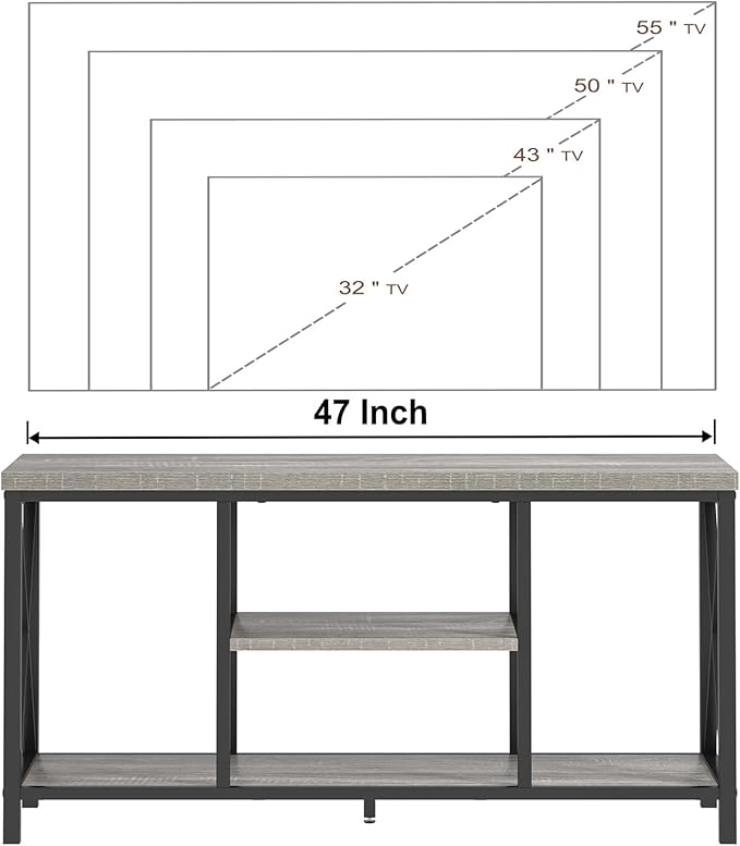 FOLUBAN Modern TV Stand for TVs up to 55 Inch, Rustic Wood Entertainment Center - Image 8