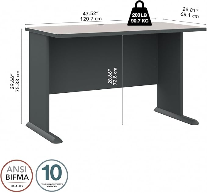 Bush Business Furniture Series A 48W Computer Desk in White Spectrum and Slate - Image 3