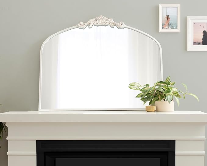 Kate and Laurel Arendahl Ornate Traditional Arched Mirror; 36 x 29; White; - Image 3