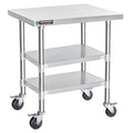 DuraSteel Stainless Steel Work Table 30" x 24" x 34" Height w/ 4 Caster Wheels by DuraSteel
