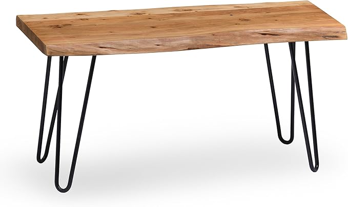 Alaterre Furniture 36-Inch Live Edge Wood Bench – Natural Acacia Wood Top - Image 10