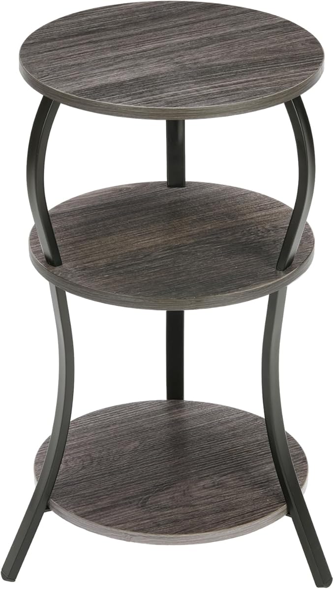 Vintage Small Round Side Table, 3-Tier Slim Waist Circular End Table - Image 9