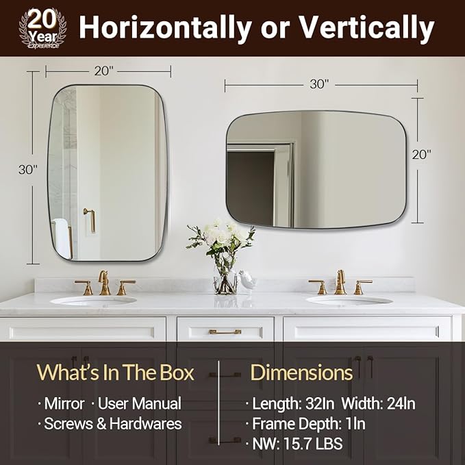 ANDY STAR Brushed Nickel Bathroom Mirror, 20x30’’ Oval Mirror - Image 2