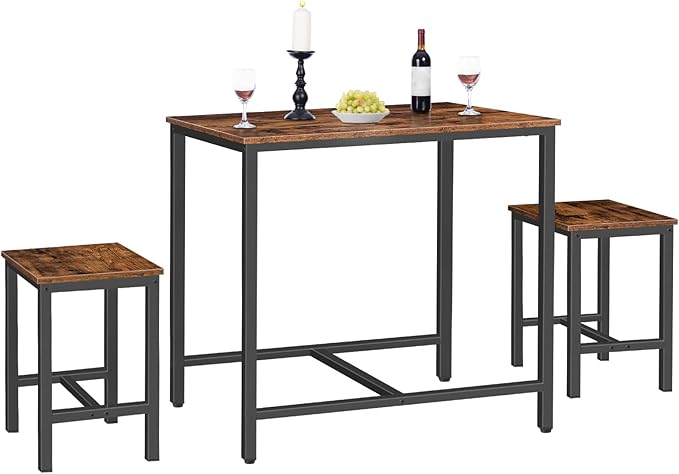 HOOBRO 3-Piece Industrial Dining Table Set, Kitchen Table, Space Saving Dinette - Image 7