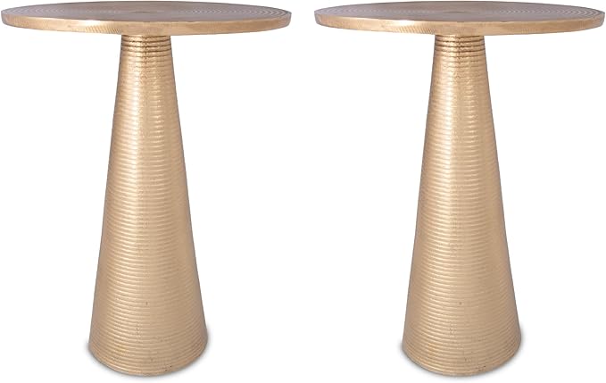 OBJET D'ART Small Round Gold End Tables, Vintage Metal Accent, Coctail and by ObjetDArt
