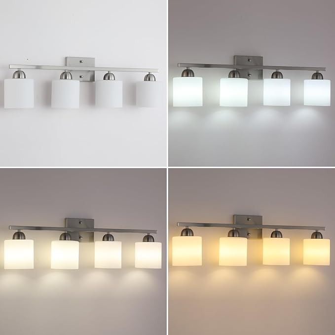 Stainless Steel Milk Glass Vanity Lights - Image 4