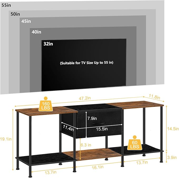 Vrisa TV Stand for 50/55 inch Television TV Cabinet - Image 2