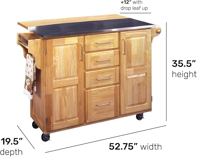 Homestyles General Line Kitchen Cart, 52.5 in. x 18 in. x 36 in - Image 5