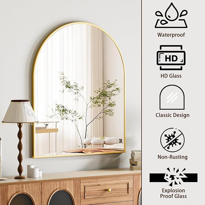 Arched Bathroom Mirror, 32x34 Inch - Image 5