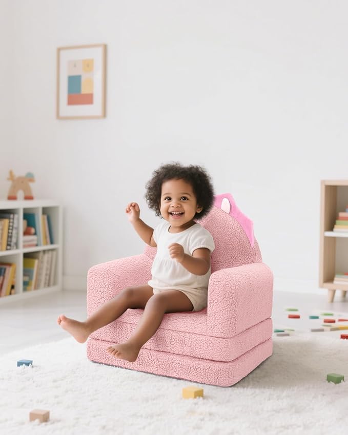 MOONBEEKI 2-in-1 Foldable Toddler Couch, Soft Sherpa Fabric - Image 2