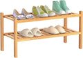 Bamboo Shoe Rack 2-Tier Organizer-Stackable Storage Shelf by Unknown