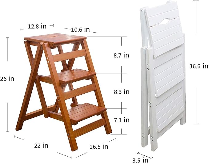 KINGBO Step Stool for Adults/Step Ladder/Counter Chair, 3-Step Folding Portable - Image 4