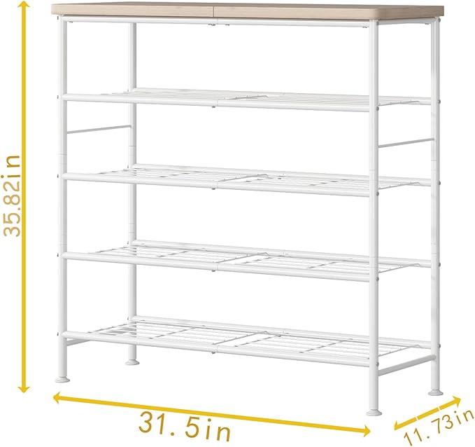 Shoe Rack Organizer 5 Tier for Closet Entryway Free Standing Metal Storage Shoe - Image 3