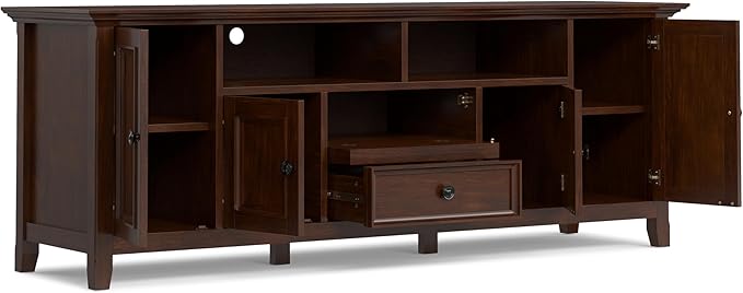 SIMPLIHOME Amherst 72-inch Wide Solid Wood TV Stand in Russet Brown, - Image 4