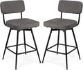 Swivel Counter Height Bar Stools Set of 2, Faux Leather Bar Stools by Unknown
