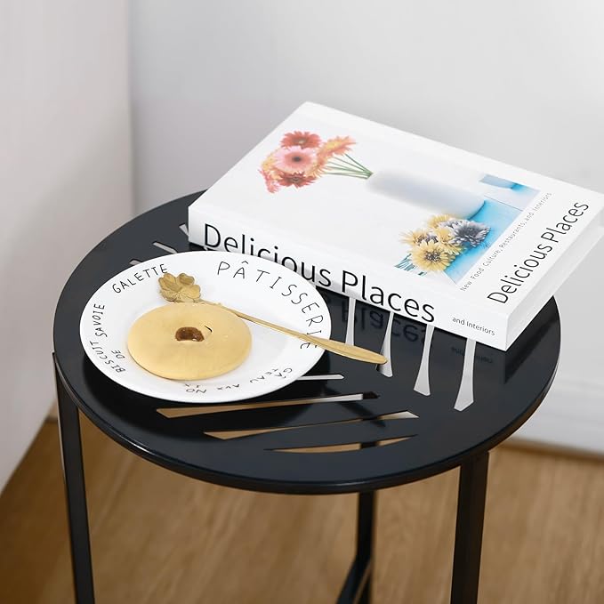 2 Packs 13" Metal Outdoor Side Tables Small Black Outside End Table - Image 9