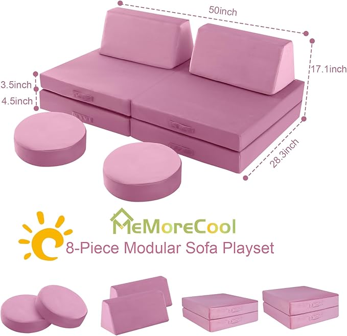 MeMoreCool 8-Piece Modular Kids Play Couch - Image 6