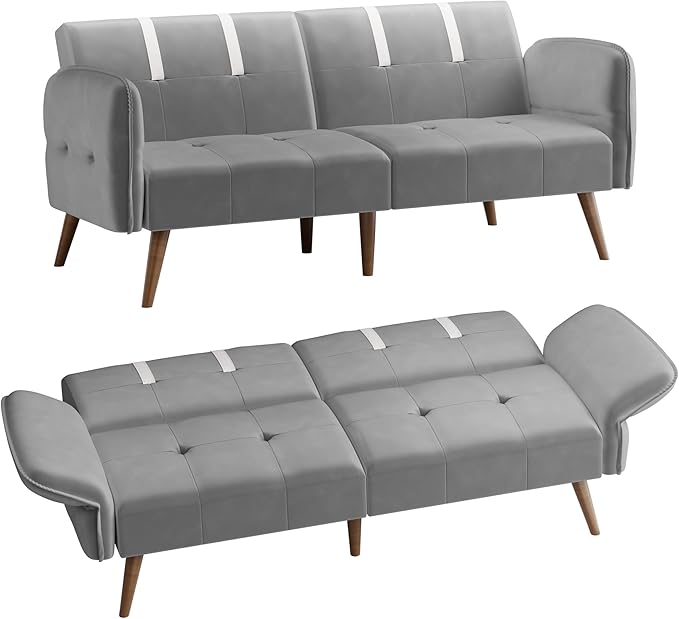 Shintenchi Sleeper Sofa Bed, Velvet Futon Folding Couch Bed by Shintenchi
