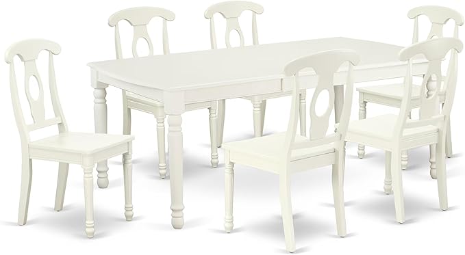 East West Furniture DOKE7-LWH-W 7 Piece Dining Set Consist of a Rectangle by EastWestFurniture