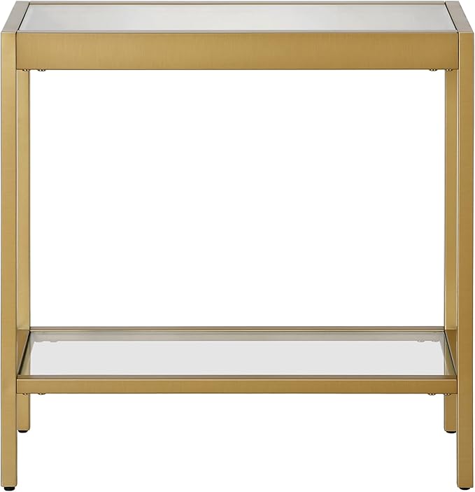 Henn&Hart 24" Wide Rectangular Rectangular Side Table in Brass, Table - Image 6