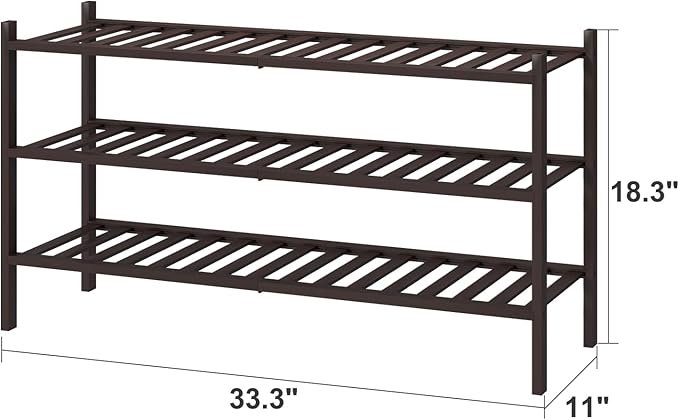 Long Shoe Rack, Bamboo Wood Shoe Rack - Image 3