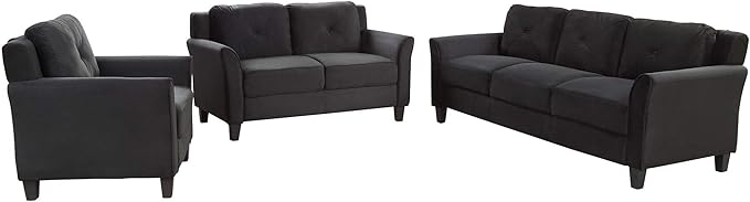 3 Pieses Modern Living Room Sofa Sets Polyester Blend Button Tufted Sofa&Couch - Image 4