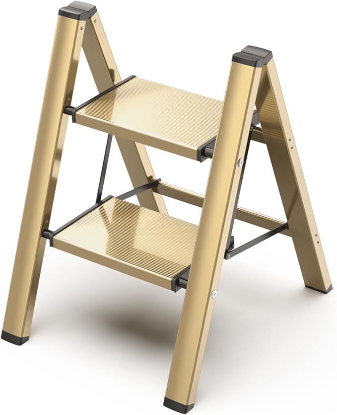 2 Step Ladder, Aluminum Lightweight Folding 2 Step Stool by STEPLADDER
